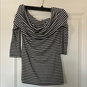 White House Black Market Black and White Striped Top